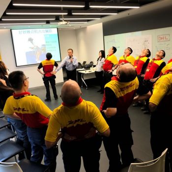 DHL staffs learning physiotherapy exercise, Injury Prevention, Ergonomics